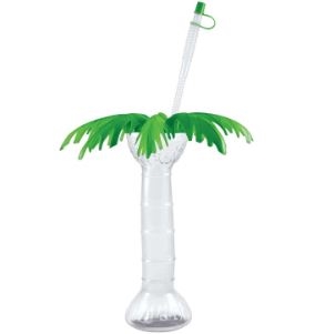 16 oz Clear Palm Tree Cup 40 per case with lid and straw